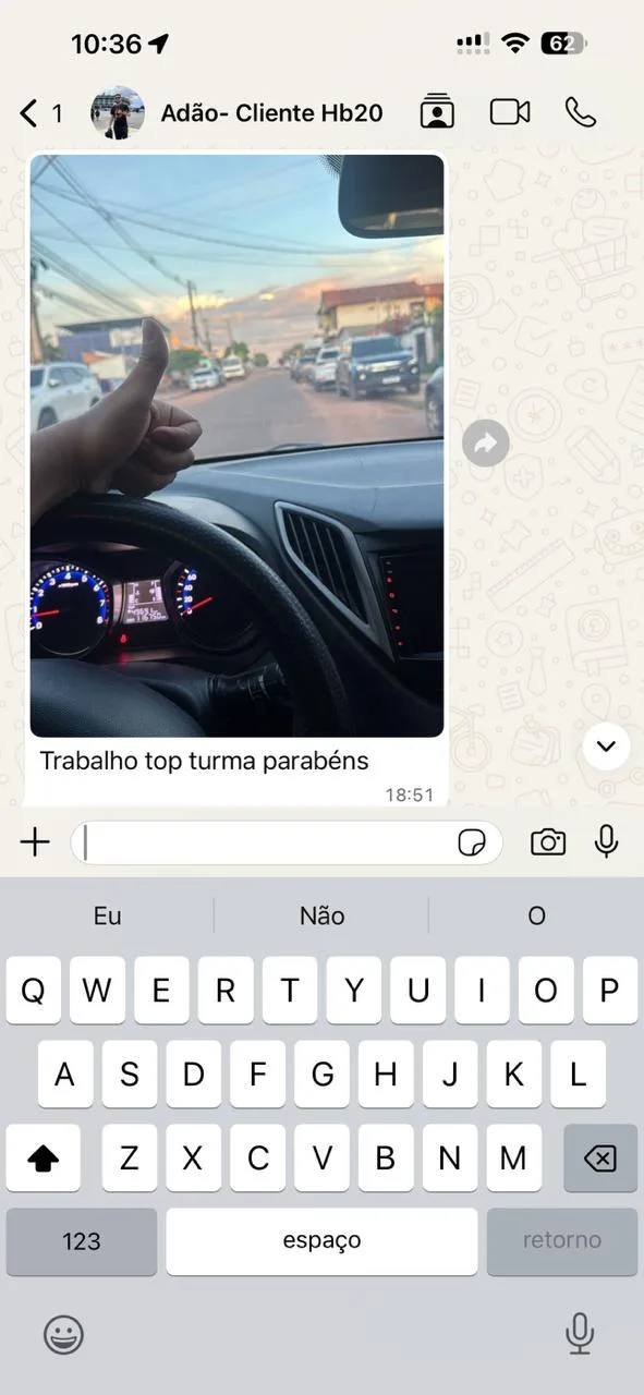 Depoimento de cliente no WhatsApp