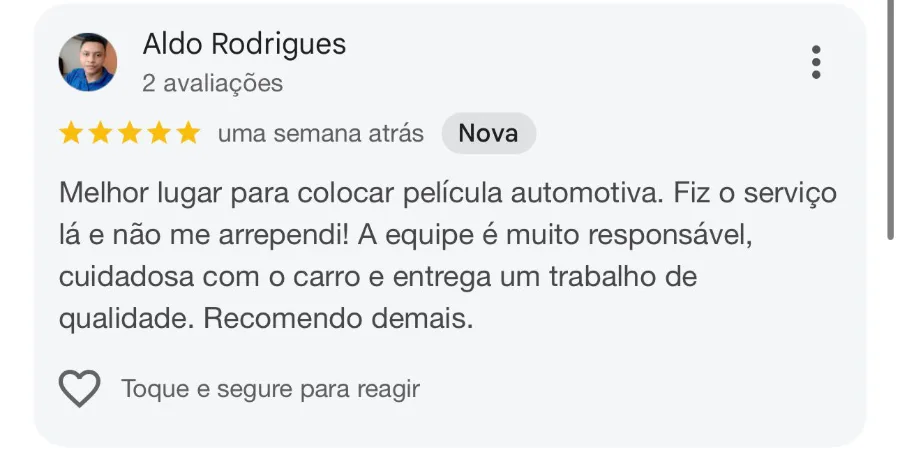 Avaliação de cliente no Google